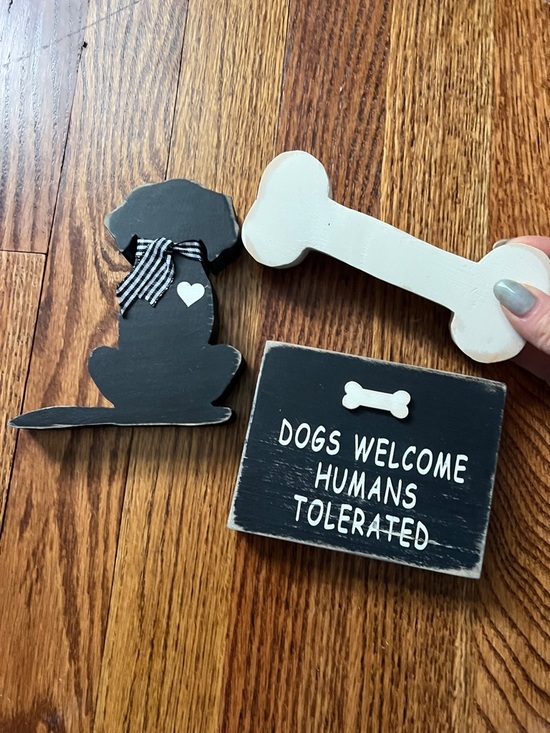 Other - Black & White Dog Decor Set - Rustic Pet Accents